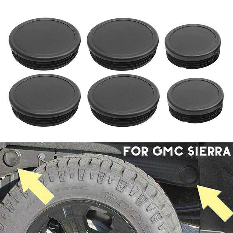 RDBS 6PCS Frame Tube Hole Plugs for 2001-2019 GMC Sierra and Chevrolet Silverado 2500HD Rear Wheel Well and Cab Frame Holes - Image 1